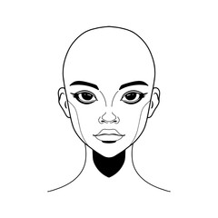 Woman face line art, Woman face proportion template, Futuristic woman vector graphic
