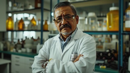 Portrait of a scientist in a white lab coat