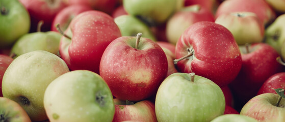 Freshness incarnate, red and green apples tantalizingly arrayed in a delectable display.