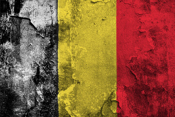 Kingdom of Belgium Flag Cracked Concrete Wall Textured Background - obrazy, fototapety, plakaty