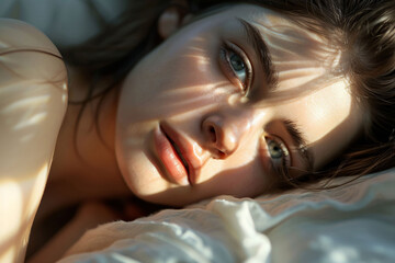 Hyper-realistic photo of a beautiful woman, close-up portrait. 
