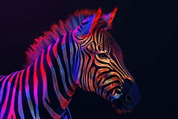 a zebra with colorful hair