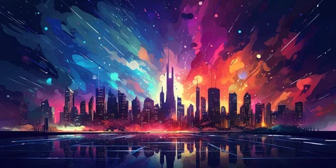 Gordijnen Colorful Nightlife background. City night life concept abstract background. © Coosh448