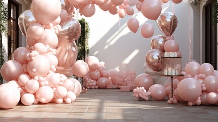 Stylish pink balloon arrangements for a lively celebration.