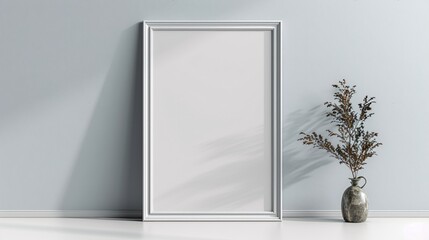 blank poster frame mockup isolated in white background