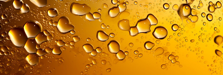 Fototapeta na wymiar Amber Elixir: Water Droplets on Golden Beer Surface, created with Generative AI technology.