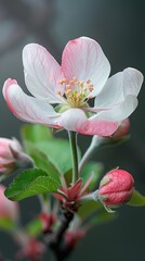 Obraz premium The apple blossom unfurls its petals