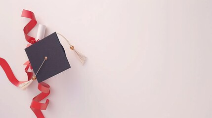 Diploma and graduation cap separated on a white background