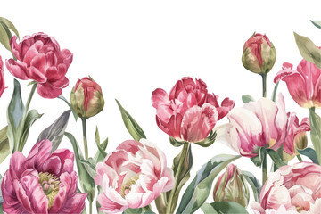 Obraz premium Vector watercolor banner with beautiful flowers framed for mother's day