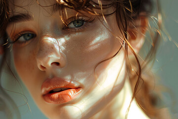 Hyper-realistic photo of a beautiful woman, close-up portrait. 