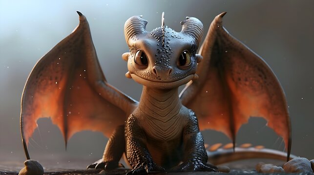 whimsy in scales: the adorable allure of a sitting baby dragon