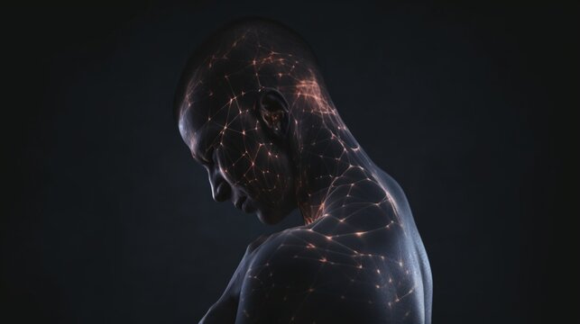 a man with glowing lines on his body
