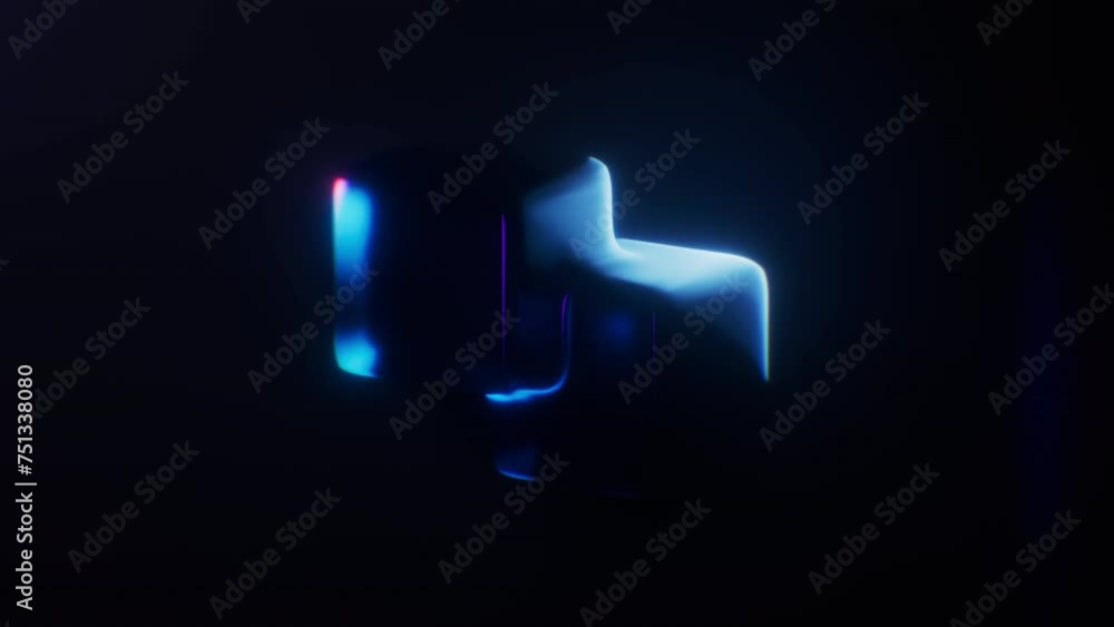 Poster loop animation of dark gem glass with neon light effects, 3d rendering.