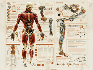 Schema di funzionamento umano androide - obrazy, fototapety, plakaty