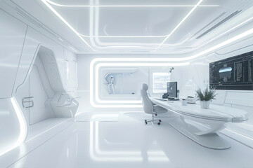 interior of modern scifi room with white walls