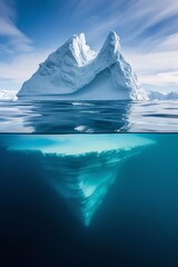 an iceberg in the water - obrazy, fototapety, plakaty