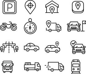 Navigation  roads Driving and Traffic Icons