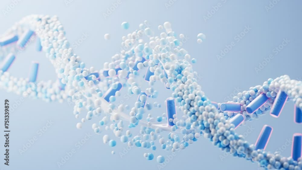 Poster loop animation of dna with biological concept, 3d rendering.