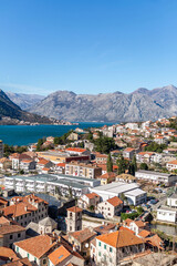 Naklejka na ściany i meble Coastal view on a sunny winter day on the Bay of Kotor, Montenegro