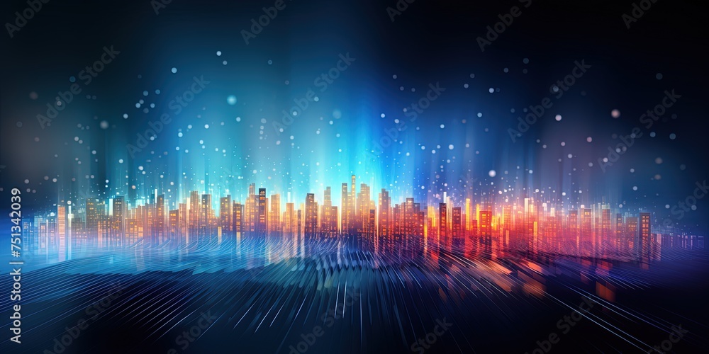 Poster abstract visualization of data flowing in tunnel shape, information processing and analytics concept