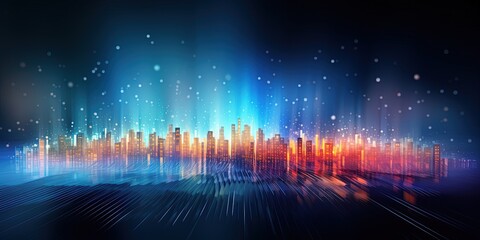 Abstract visualization of data flowing in tunnel shape, information processing and analytics concept in wide web background