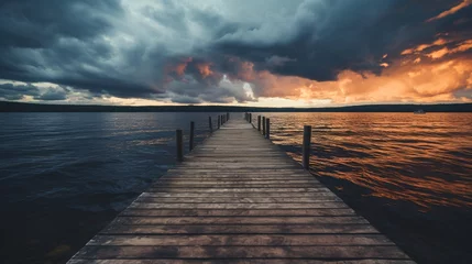 Fotobehang a dock on a lake © Ion