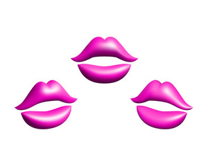 Fototapeta na wymiar 3d pink abstract lips set vector illustration design.