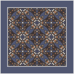 Endless colorful pattern in blue orange brown white for wallpapers, design and backgrounds, vector seamless pattern. Frame.