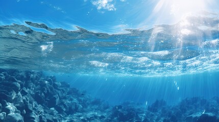 Sunlight filtering through the sapphire underwater expanse