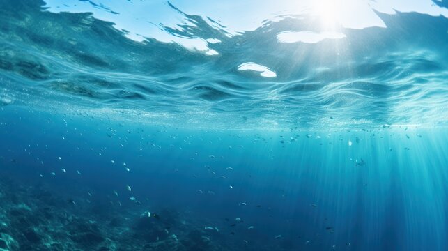Sunlight filtering through the deep sea's azure depths
