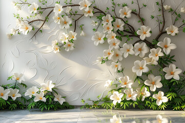 3d mural flower and furniture background wallpaper.