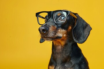 a dog wearing glasses - obrazy, fototapety, plakaty