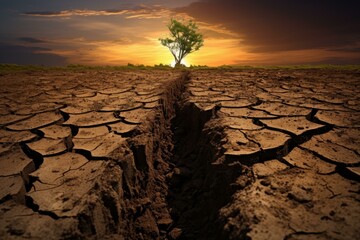 Soil agriculture erosion field. Natural dry. Generate Ai