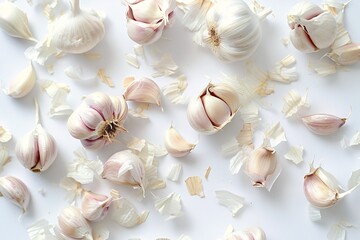 Fototapeta na wymiar a group of garlic cloves and cloves