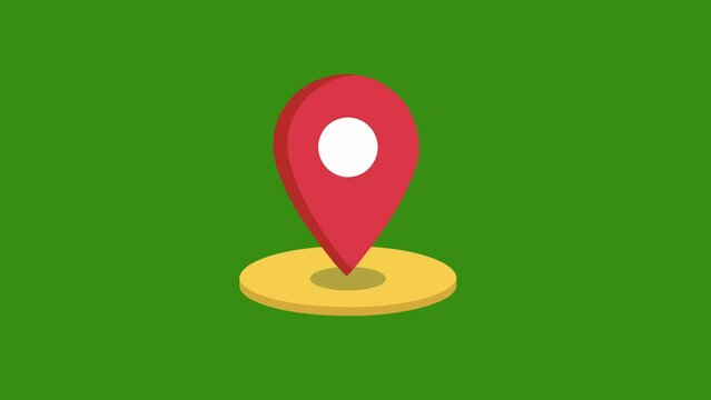 Map pointer icon. motion animation in flat style on green background.