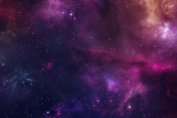 Naklejka premium A vibrant space teeming with stars and billowing clouds, creating a dynamic celestial scene