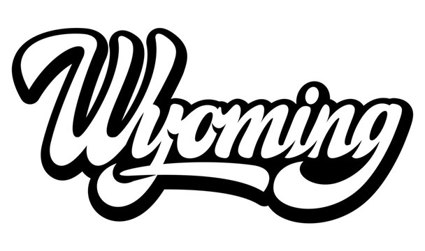 Wyoming state. Calligraphic monochrome vector lettering