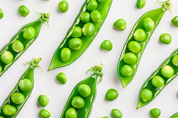 a group of peas in a pod - obrazy, fototapety, plakaty