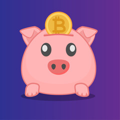 Obraz na płótnie Canvas Piggy bank with a bitcoin coin