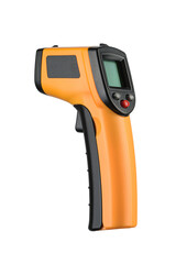 Non-contact handheld infrared thermometer, temperature gun isolated. Transparent PNG image.