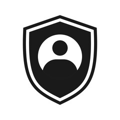 Shield icon with avatar. Vector illustration