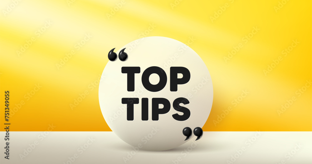 Poster top tips tag. circle frame, product stage background. education faq sign. best help assistance. top 