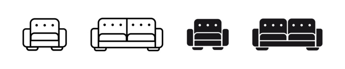 Seat icon illustration. Simple sofa symbol. Isolated graphic illustration couch. Armchair symbol set. Chair icons in vector design flat style