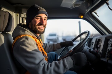 Portrait of happy truck driver 