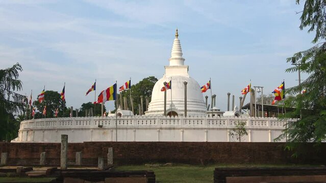View of the ancient dagoba Thuparama. Anuradhapura, Sri Lanka