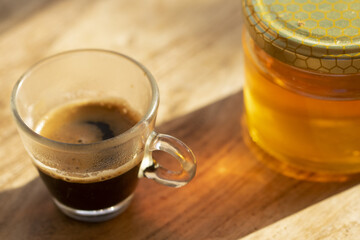 espresso coffee and honey