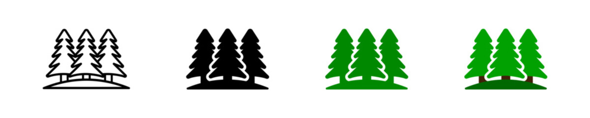 Christmas tree design. Sign fir icons. Green pine icon. Illustration Christmas pines Simple set tree in vector design style