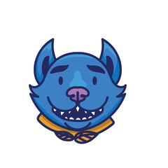 Blue dog face smiling isolated on white background. - 751351864