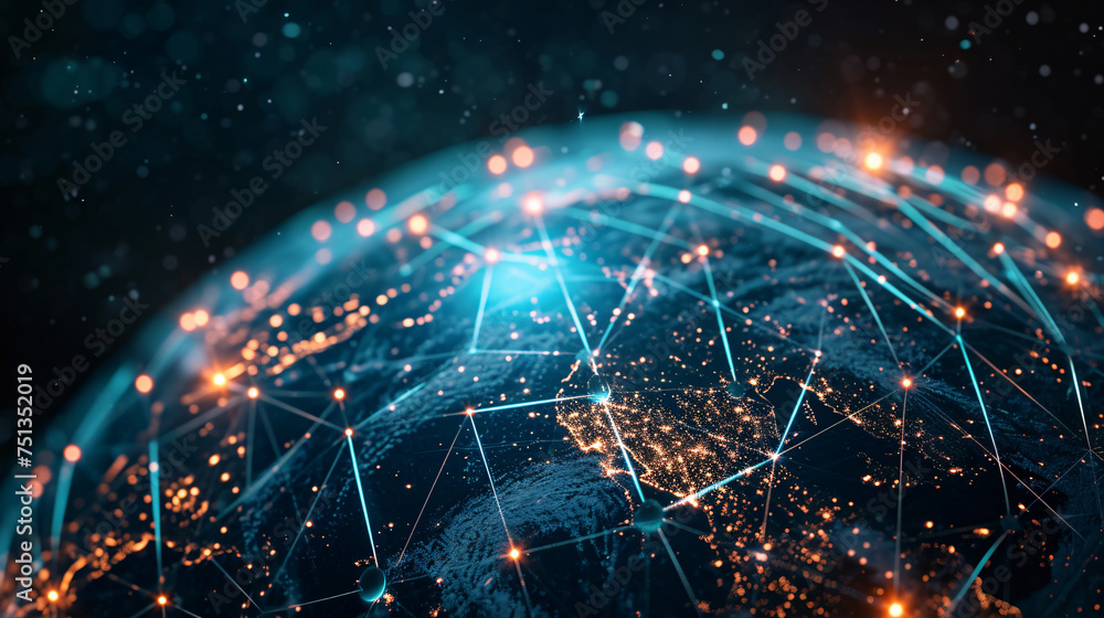 Poster global internet network connectivity concept map