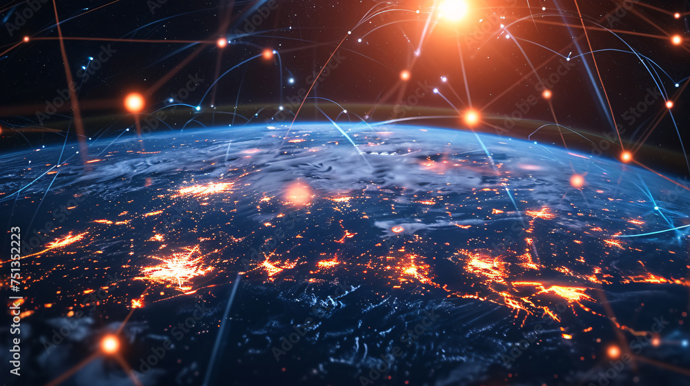 Poster global internet network connectivity concept map